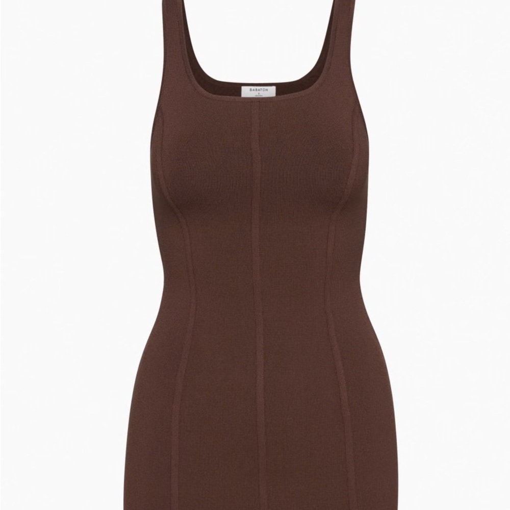 Babaton Sculpt Knit Bustier Dress in rich mocha brown